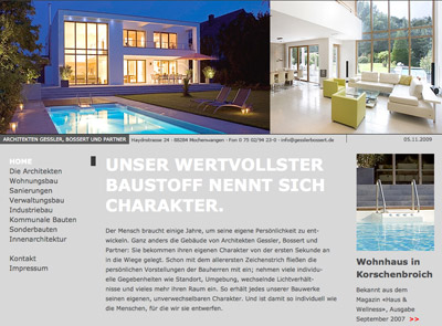 Webseite Architekten Gessler, Bossert und Partner